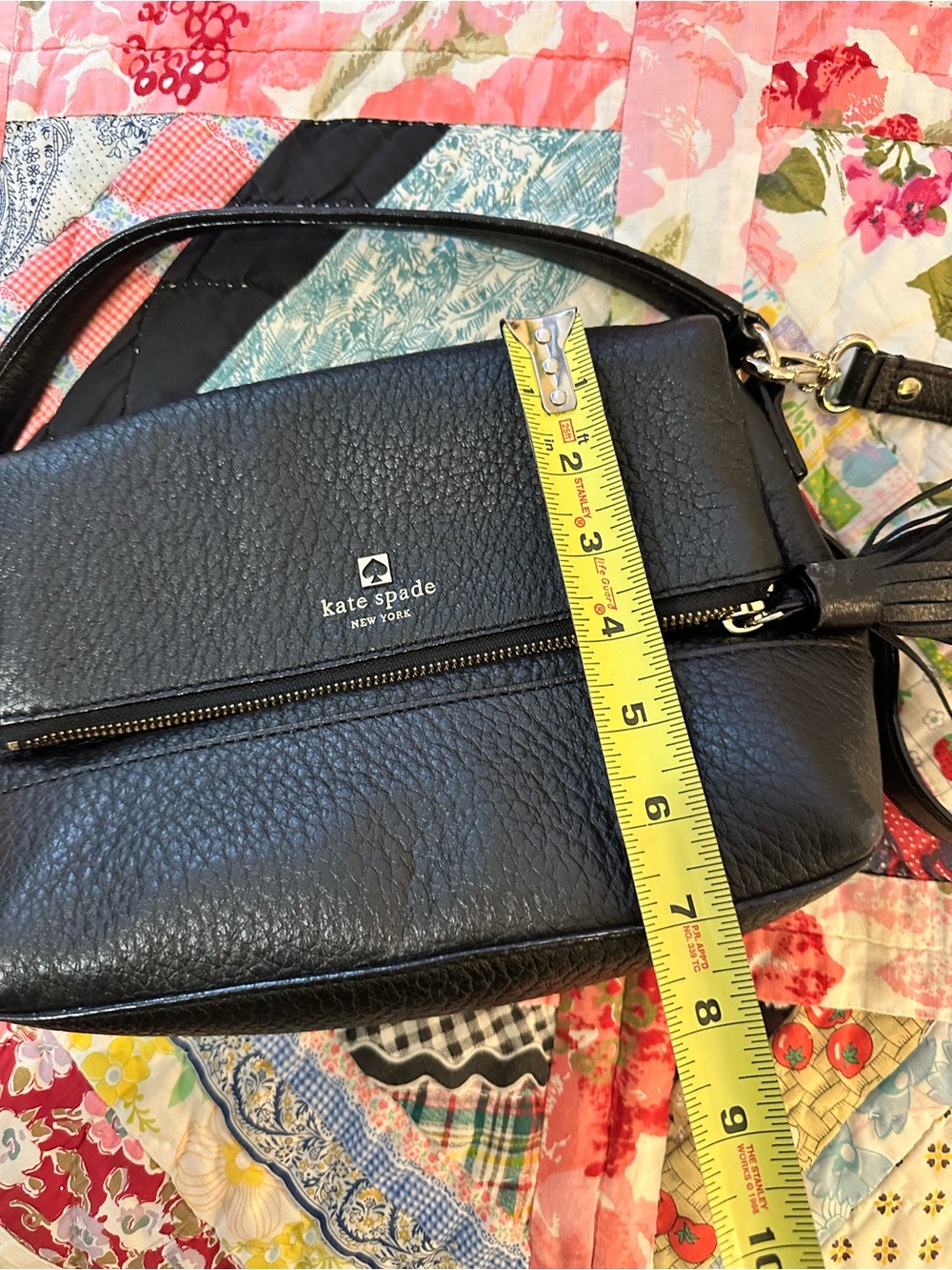 kate spade Black Pebbled Leather Crossbody with Tassel - Picture 6 of 6